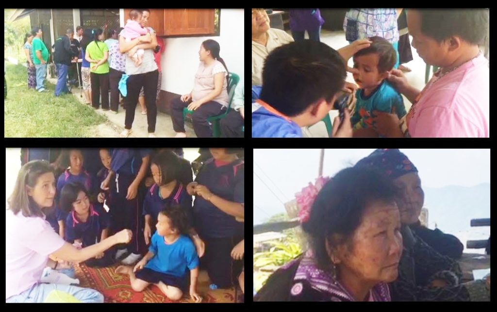 Bang Chang Hmong Village / Waiting for Clinic / A Dr. examines a cleft palate / Hmong children / Hmong elderly women wait in the shade.